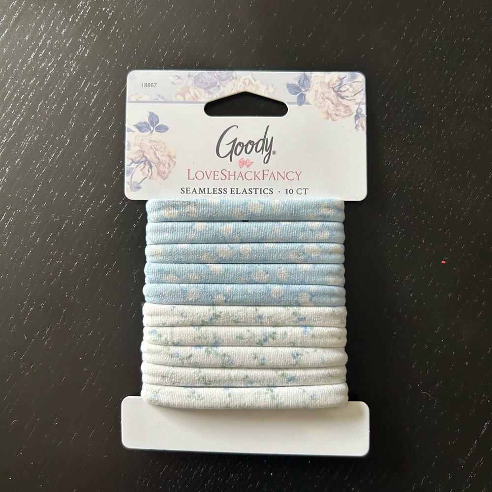 LoveShackFancy Blue and White Hair Elastics - English Ivy Blue